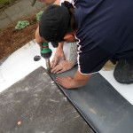 hot-welding an ecoroof membrane