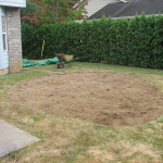 grass removed from a new rain garden site