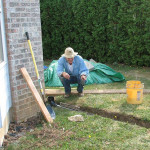 installing pipe from downspout to rain garden