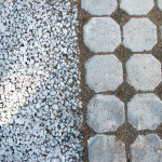 pervious paving on the left and pervious pavers on teh right